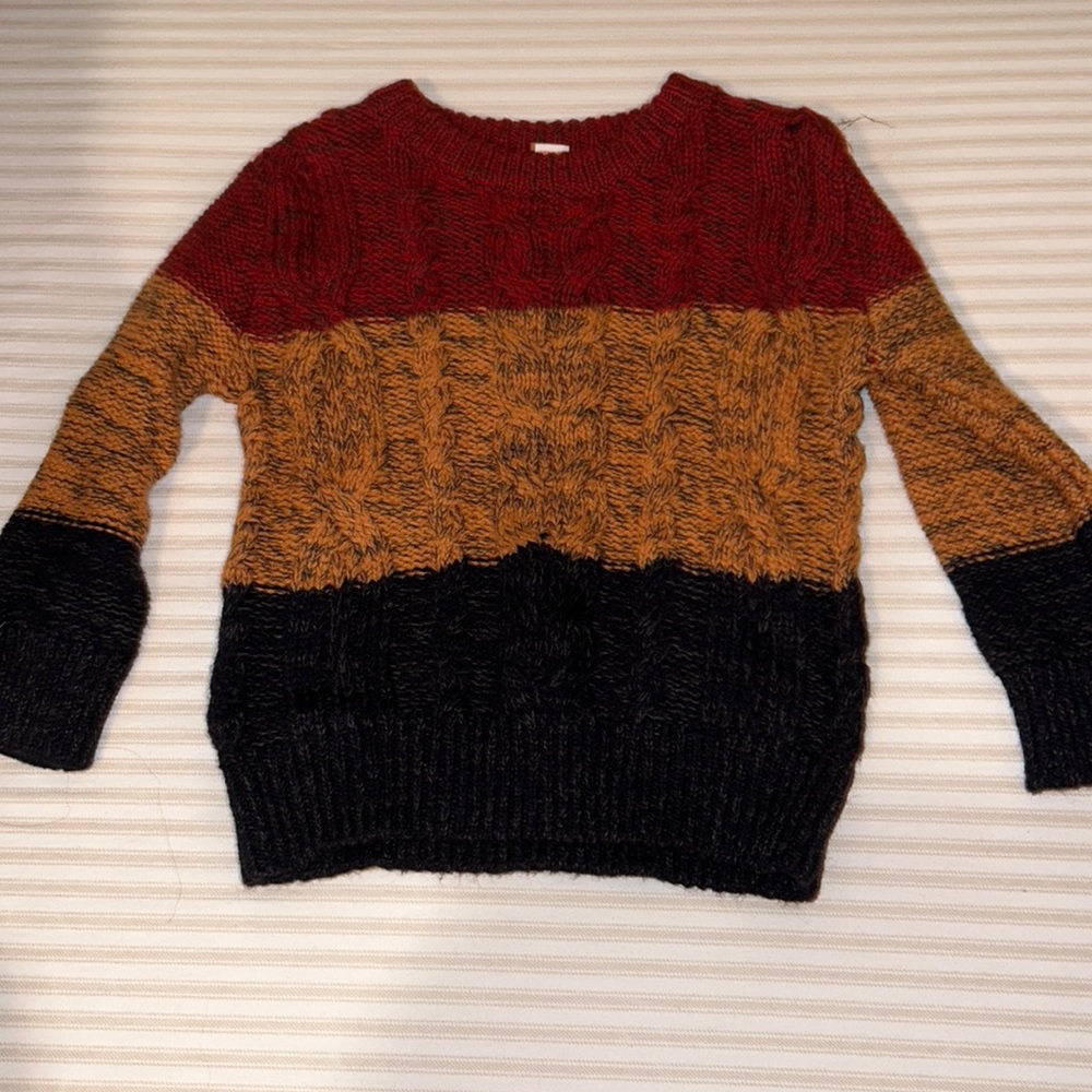 KIDS Cat & Jack Black, Brown, & Red Color Block Sweater 18m